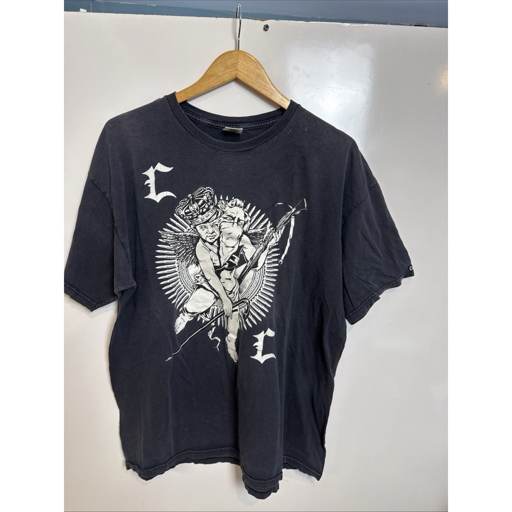 Vintage Crooks and Castles Shirt XL Angel King Arrow Graphic Black